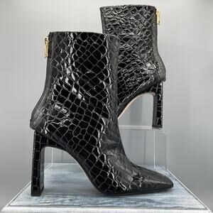 NEW Good American Women’s Croc Embossed Booties Black Size 7